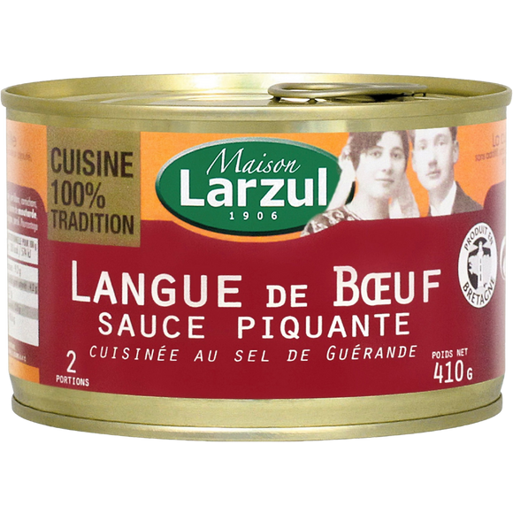 Langue de boeuf sauce piquante MAISON LARZUL, boîte de 410g