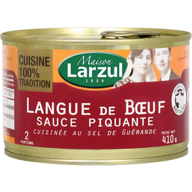 Langue de boeuf sauce piquante MAISON LARZUL, boîte de 410g