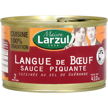 Langue de boeuf sauce piquante MAISON LARZUL, boîte de 410g