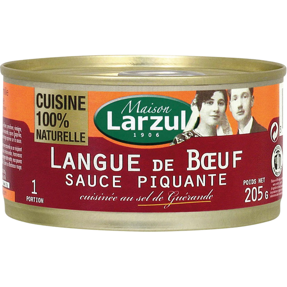 Langue de boeuf sauce piquante LARZUL, boîte 1/4, 205g