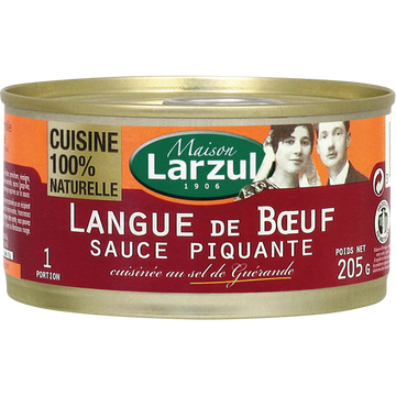Langue de boeuf sauce piquante LARZUL, boîte 1/4, 205g