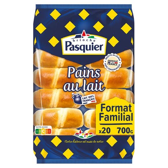 Pains au lait maxi familial BRIOCHE PASQUIER - x20 - 700g