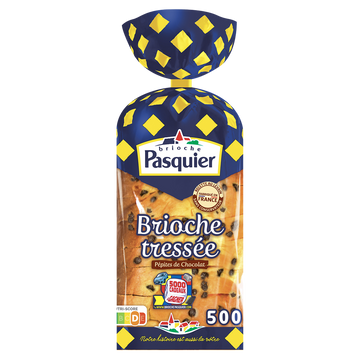 Brioche tressée tranchée pépites de chocolat BRIOCHE PASQUIER - 500g