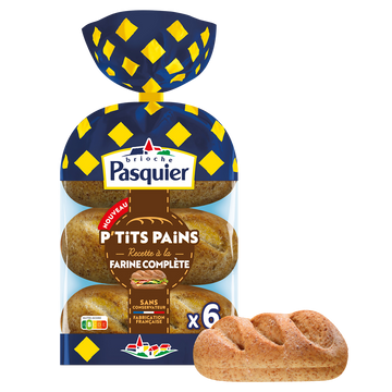 P'tits pains à la farine complète BRIOCHE PASQUIER x6 270g