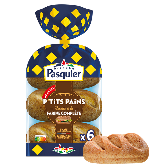 P'tits pains à la farine complète BRIOCHE PASQUIER x6 270g