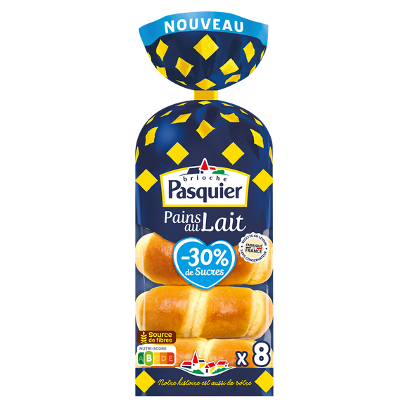 Pains au lait PASQUIER x8 280g -30% de sucre