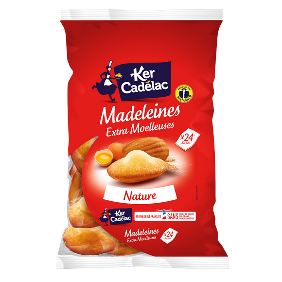 Madeleines Extra Moelleuses Nature KER CADELAC - x24 sachets - 600g