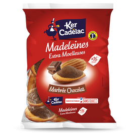 Madeleines Extra Moelleuses Marbrée chocolat KER CADELAC - x16 sachets- 400g