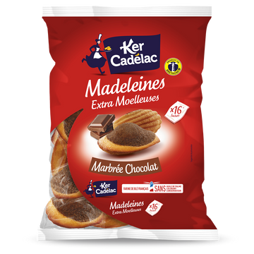 Madeleines Extra Moelleuses Marbrée chocolat KER CADELAC - x16 sachets- 400g