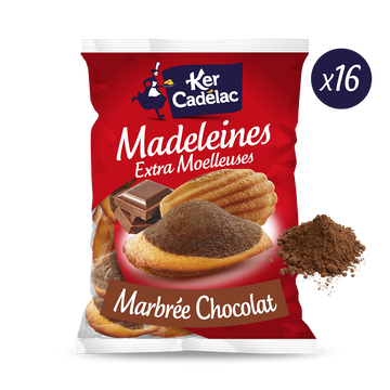 Madeleines Extra Moelleuses Marbrée chocolat KER CADELAC - x16 sachets- 400g