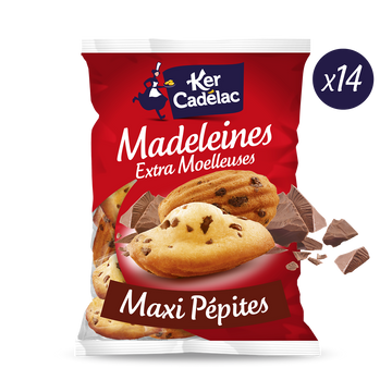 Madeleines moelleuse extra maxi pépites chocolat KER CADELAC 350g