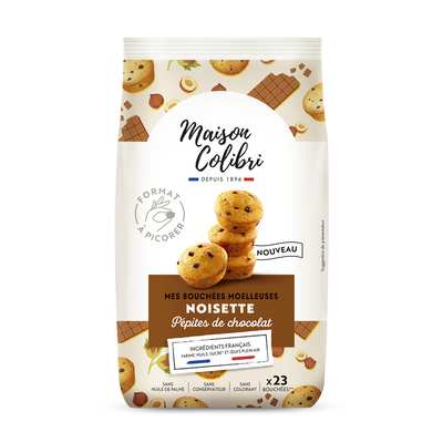 Bouchées pépites de chocolat poudre de noisettes MAISON COLIBRI 230g