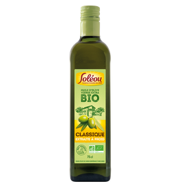 Huile d'olive vierge extra classique bio SOLEOU, bouteille 75cl