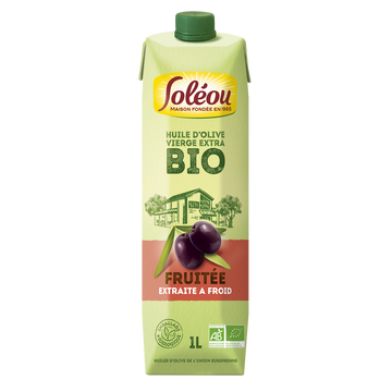 Huile d'olive vierge extra biologique fruttato SOLEOU, Bouteille 1L