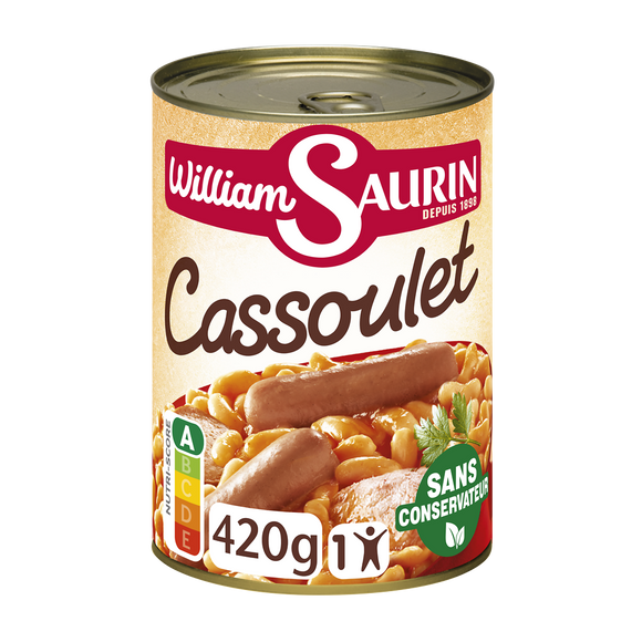 Cassoulet mitonné WILLIAM SAURIN, boîte de 420g