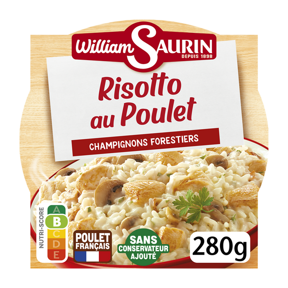 Risotto poulet champignons forestiers WILLIAM SAURIN barquette 280g