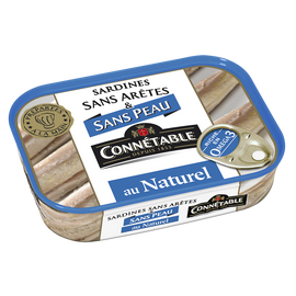 Sardines sans peau & sans arêtes au naturel CONNETABLE 1/6 98g