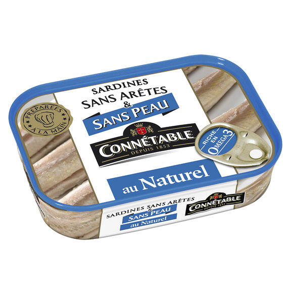 Sardines sans peau & sans arêtes au naturel CONNETABLE 1/6 98g