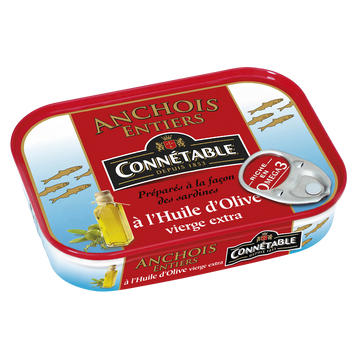 Anchois entiers à l'huile d'olive CONNETABLE, 100g