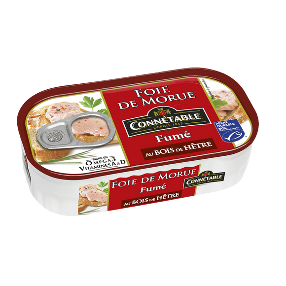 Foie de morue gout fume CONNETABLE 1/6 121g