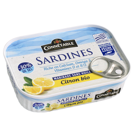 Sardines marinade citron sans huile sans huile à teneur réduite en selCONNETABLE, 135g