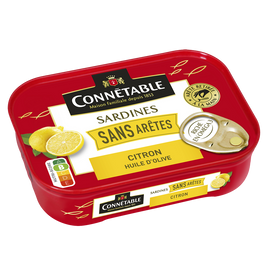 Sardine sans arêtes à l'huile d'olive citron, CONNETABLE, boîte de 1/5, 140g