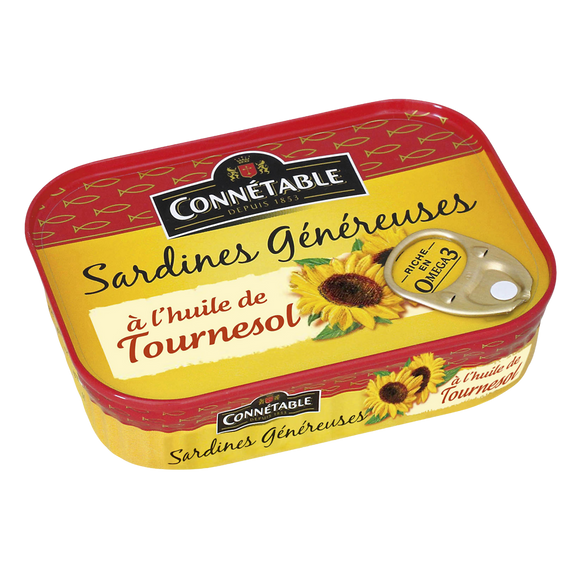 Sardines à l'huile de tournesol CONNETABLE, boite de 140g