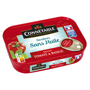 Sardines Pêche Responsable sauce tomate et basilic sans huile CONNETABLE 115g 1/6