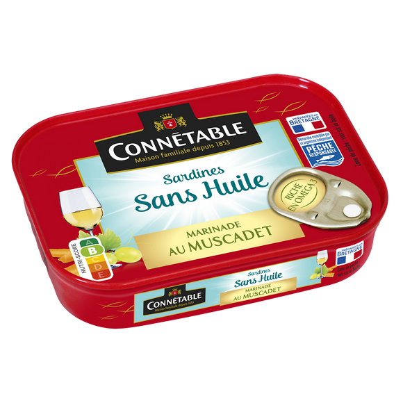 Sardines Pêche Responsable marinade au muscadet sans huile CONNETABLE,115g 1/6