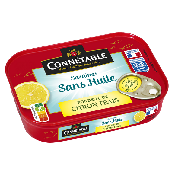 Sardines Pêche Responsable rondelle de citron frais sans huile CONNETABLE 115g