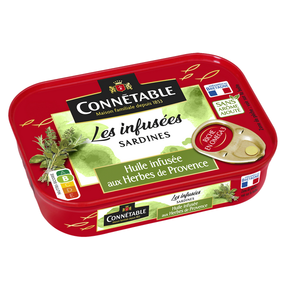 Sardines à l'huile de tournesol infusée hdp CONNETABLE 1/6 115g
