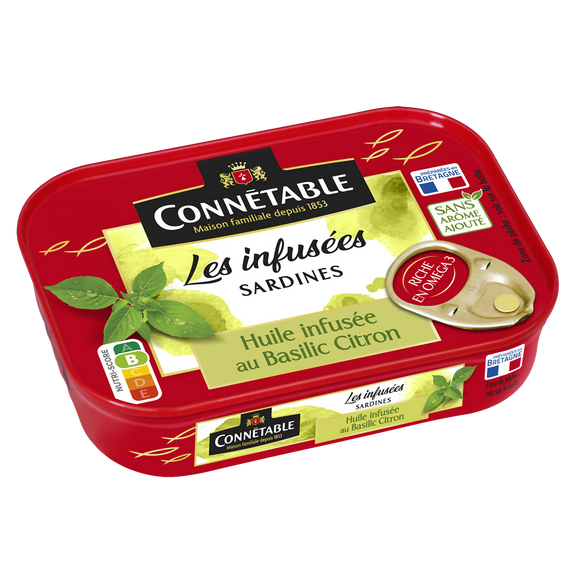Sardines huile tournesol infusée basilic citron CONNETABLE 1/6 115g