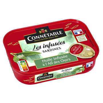 Sardines huile tournesol infusée à l'ail des ours CBLE 1/6 115g