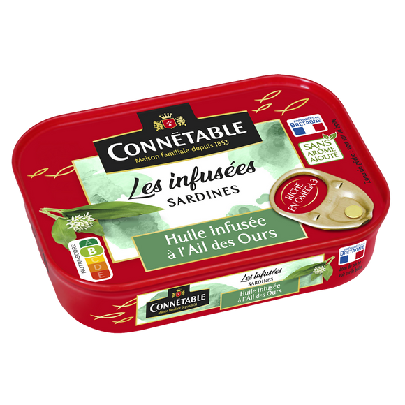 Sardines huile tournesol infusée à l'ail des ours CBLE 1/6 115g