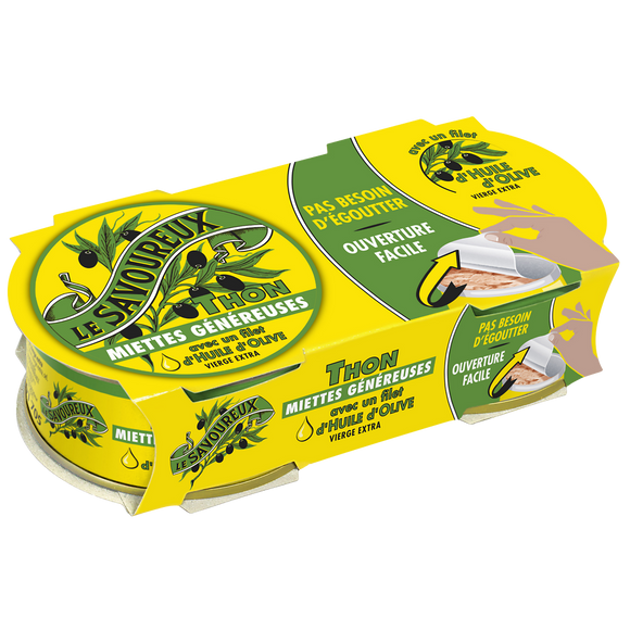 Miettes de thon filet d'huile d'olive vierge extra - LE SAVOUREUX - 2x65g