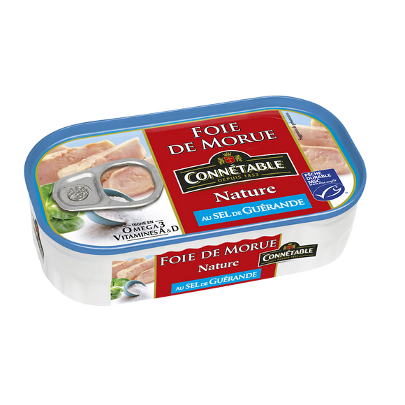 Foie de morue nature au sel de Guérande CONNETABLE, 1/6 121g