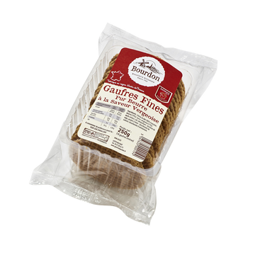 Gaufres fines pur beurre à la cassonade BISCUITERIE BOURDON, paquet de250g