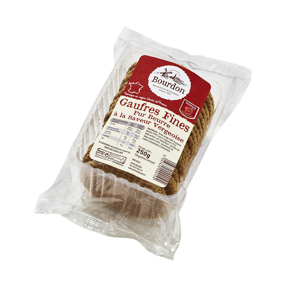 Gaufres fines pur beurre à la cassonade BISCUITERIE BOURDON, paquet de250g