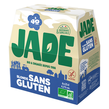 Bière blonde bio sans gluten JADE, 4°5, pack de 6X25cl