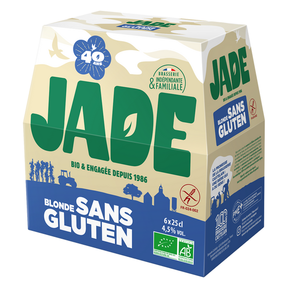 Bière blonde bio sans gluten JADE, 4°5, pack de 6X25cl