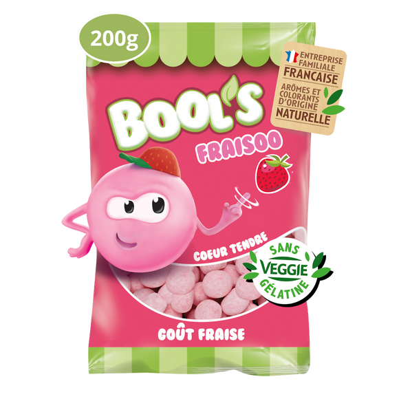 Bonbons tendres aromatisées à la fraise BOOL'S 200g