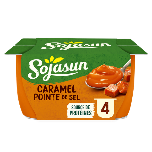 Spécialité au soja sucré.caramel pointe de sel SOJASUN 4x100g