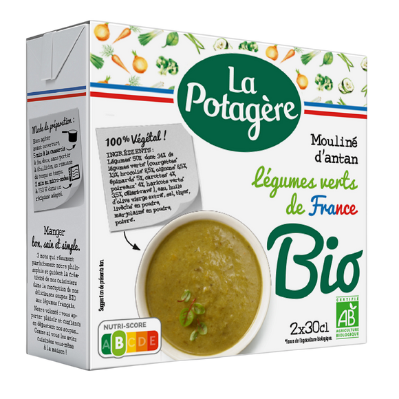 Mouliné d'Antan aux légumes verts bio LA POTAGERE, 2x30cl