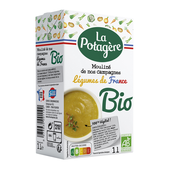 Mouliné de légumes de nos campagnes bio LA POTAGÈRE, brique de 1 litre