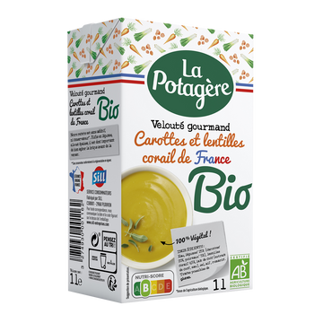 Velouté de carottes et lentilles corail bio LA POTAGERE, 1L