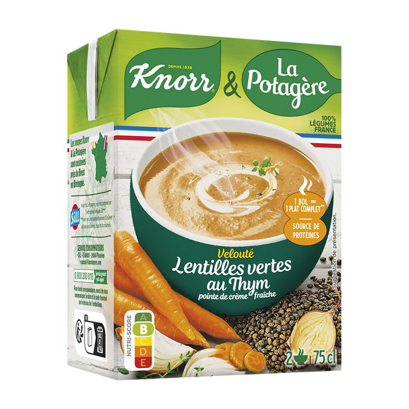 Soupe Velouté de lentilles vertes au thym KNORR & LA POTAGERE, 75CL