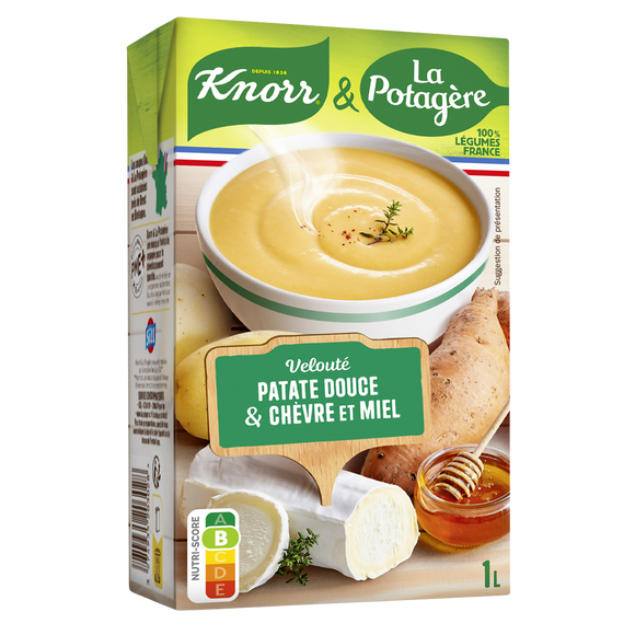 Soupe Velouté patate douce, Chèvre miel KNORR & LA POTAGERE, Brique 1L
