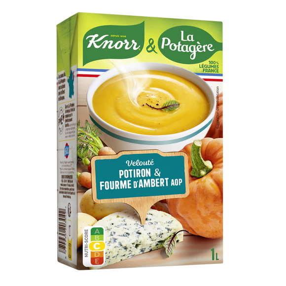 Soupe Velouté potiron Fourme d'Ambert KNORR & LA POTAGERE, Brique 1L
