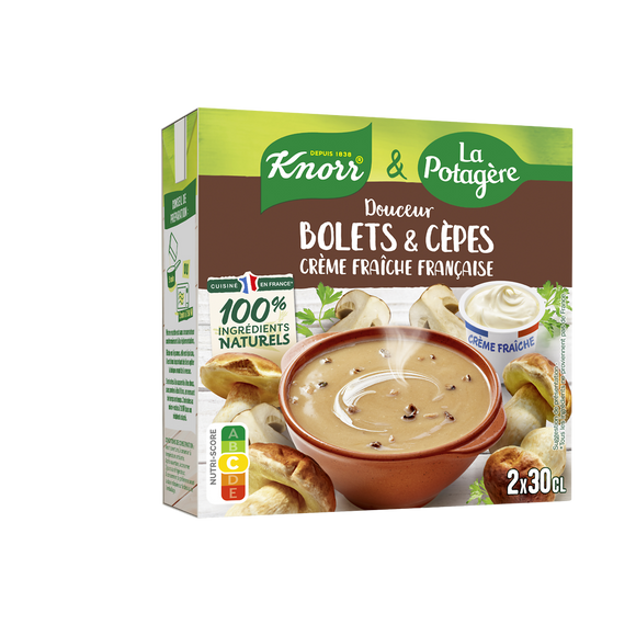 Velouté de champignons bolets et cèpes à la crème fraiche française KNORR&LA POTAGERE 2x30cl
