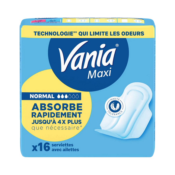 Serviettes hygiéniques maxi confort Normal Plus VANIA, x16